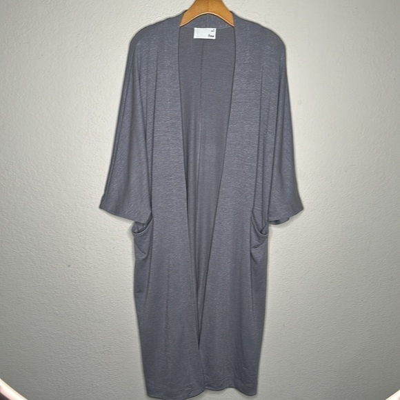 Wilfred Free Zlata LONG Sweater Open Front Kimono Cardigan Gray Medium Like NEW - Picture 4 of 16
